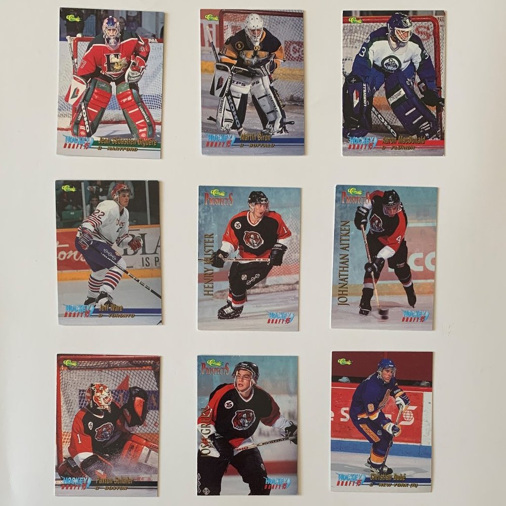 NHL Draft 1995 Vintage Hockey Cards - Lot of 9 w/ Giguère, Biron Rookie Cards